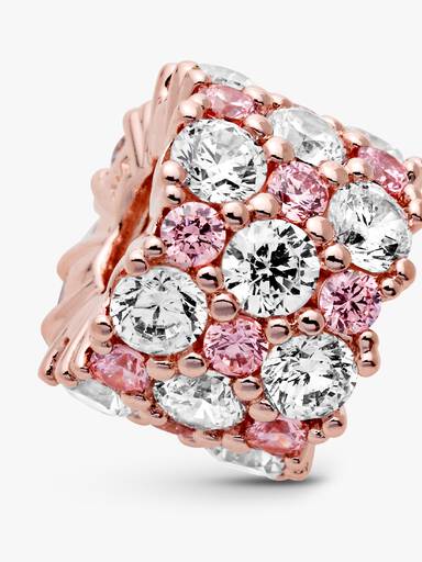 Charm Brilho Rosa e Transparente