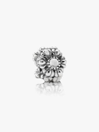 Birthstone flower April silver charm with rock crystal