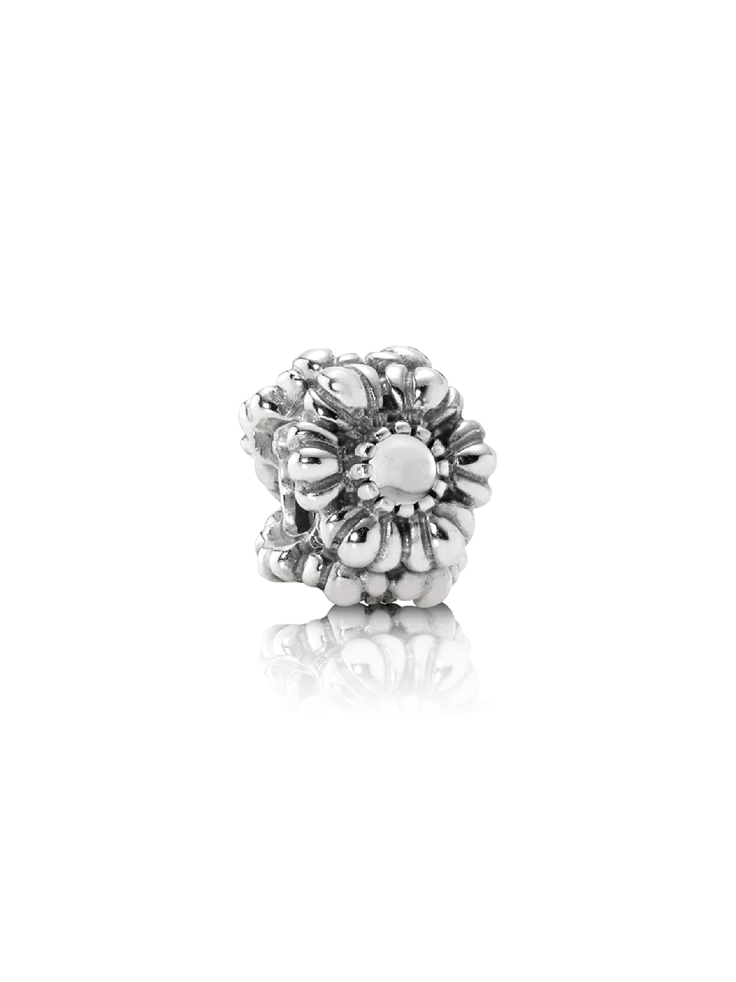 Birthstone flower April silver charm with rock crystal