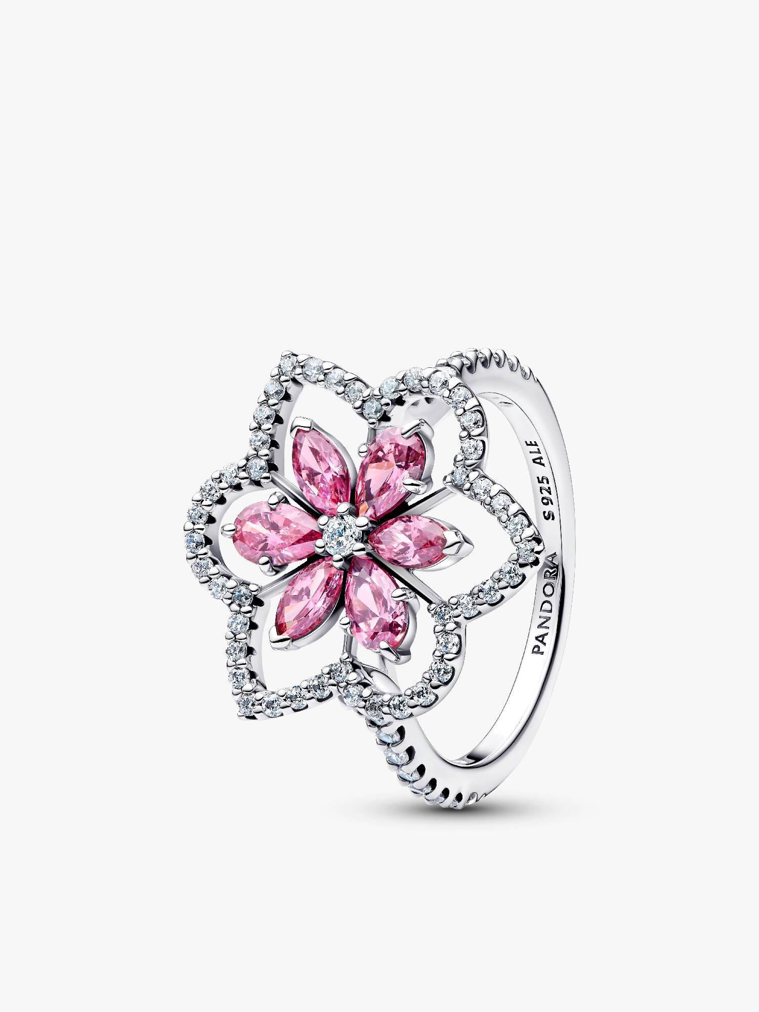 Anel Maxi Flor Rosa Cintilante