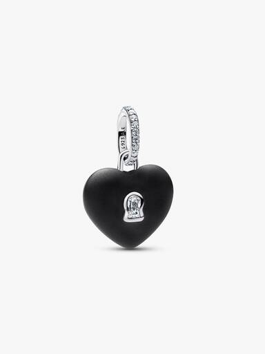 Charm Pendente Cadeado de Coração Em Cerâmica Preta