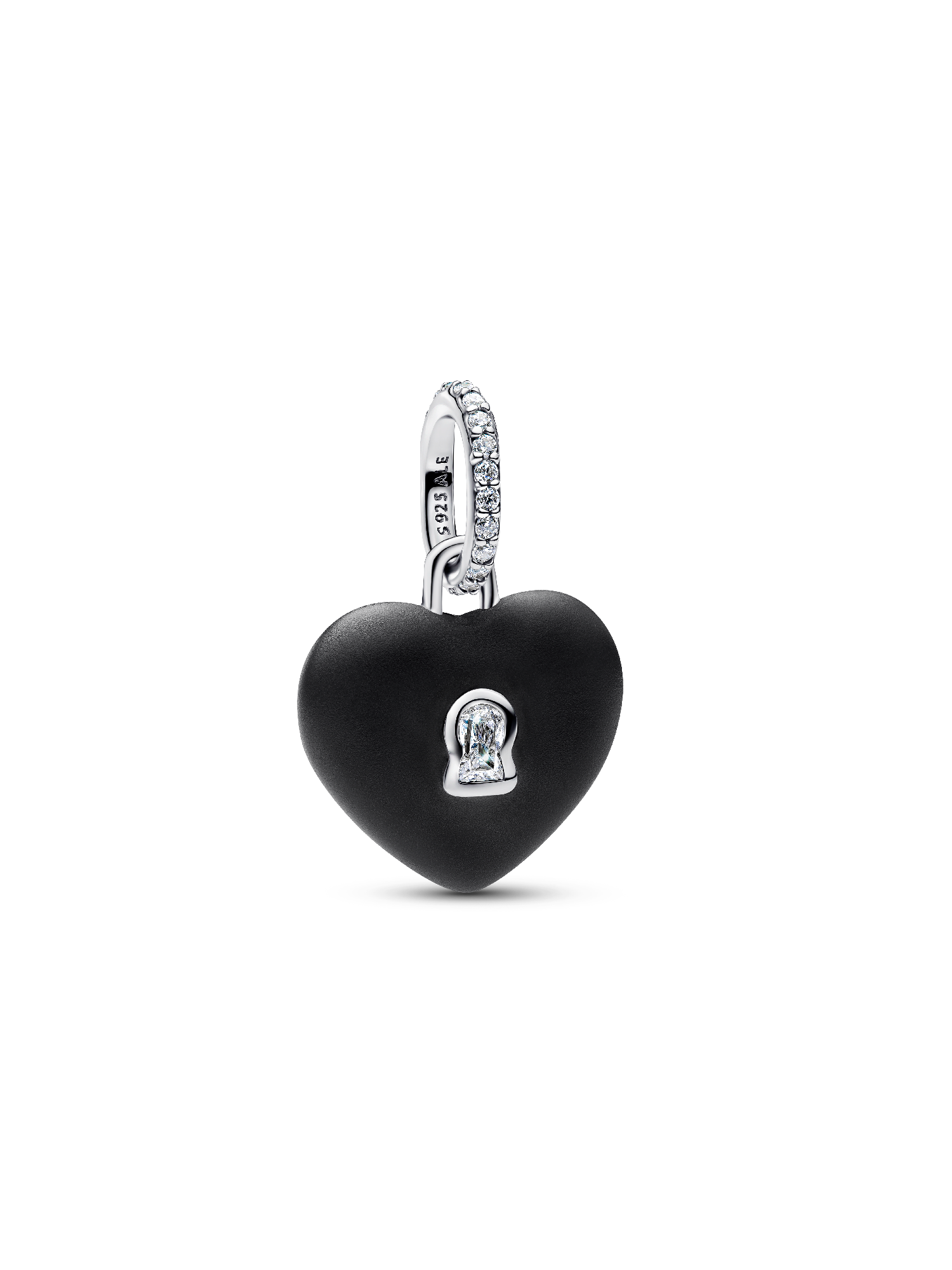 Charm Pendente Cadeado de Coração Em Cerâmica Preta
