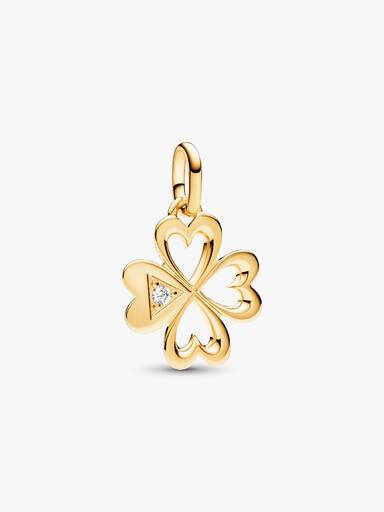 Charm Medalhão Coração Trevo de Quatro Folhas Pandora ME