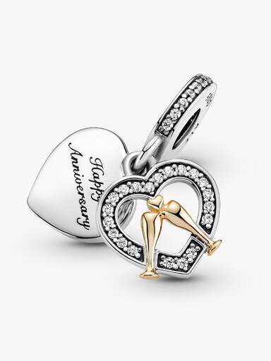 Charm pendente de dois tons de feliz aniversário