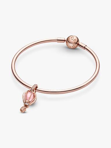 Charm Pendente Balão de Ar Quente Rosa Brilhante