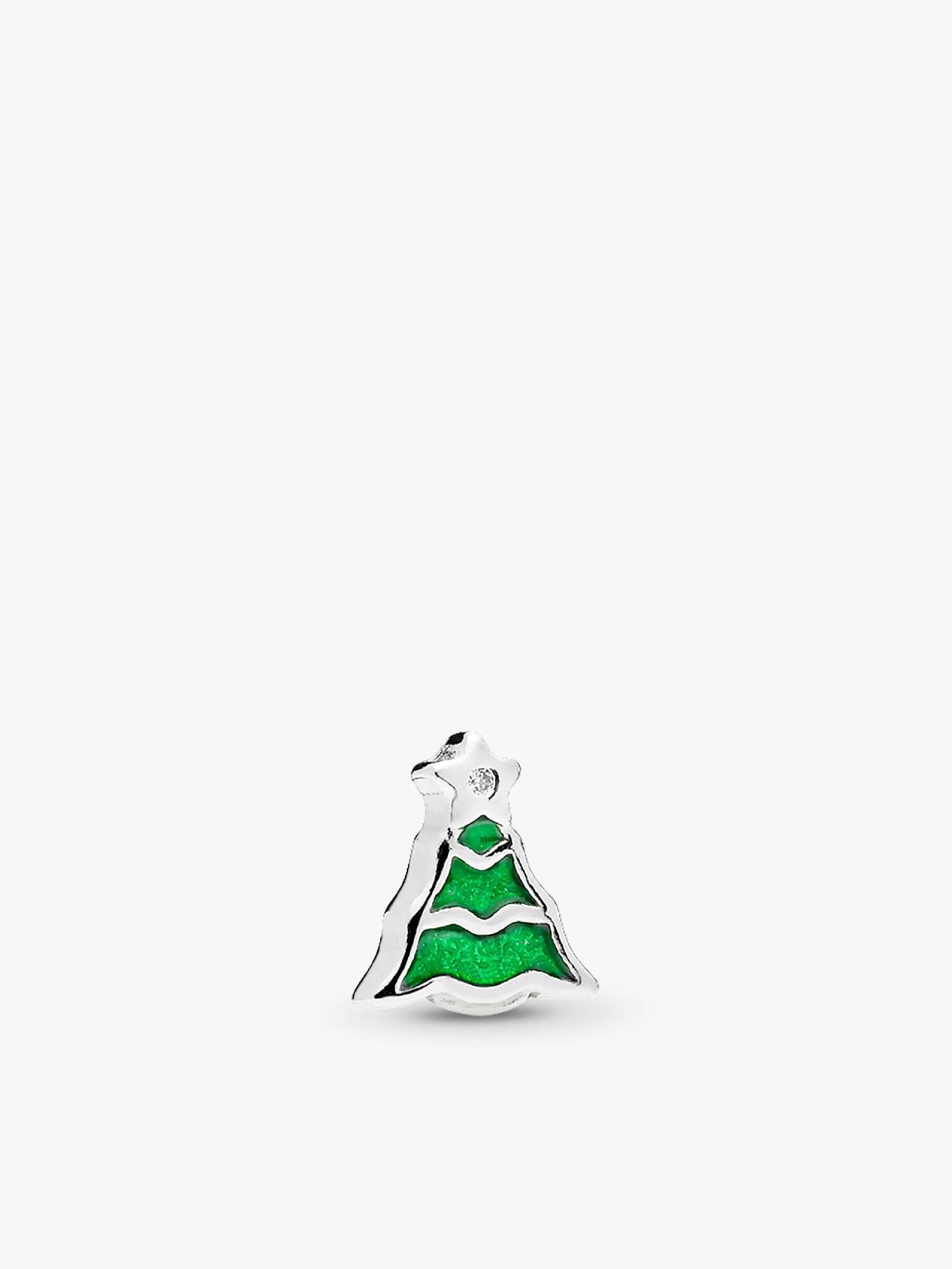Natal Tree Petite Relicário Charm, Verde Esmalte e Zircônia Cúbica Transparente