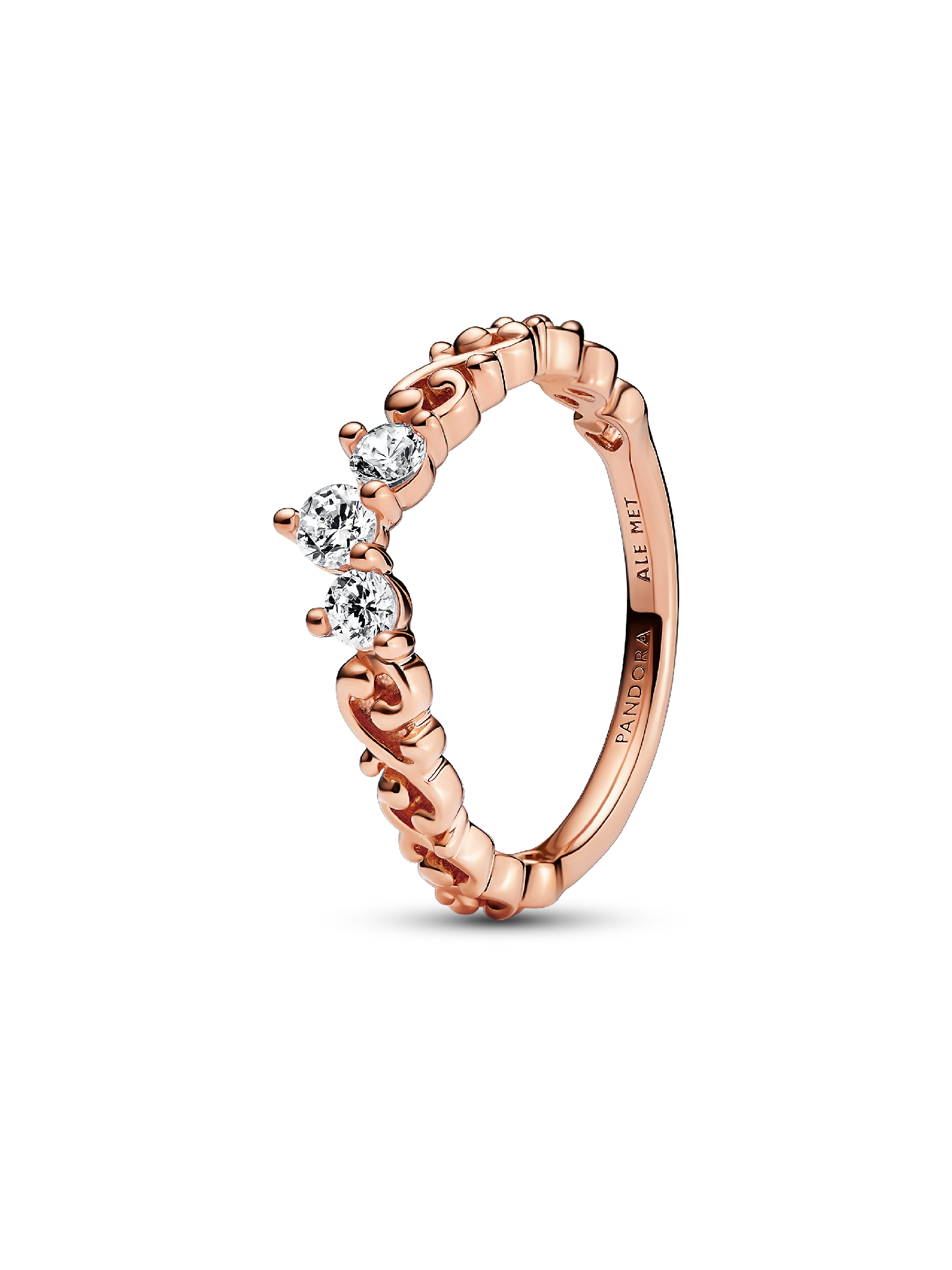 Anel Coroa Espiral Brilhante