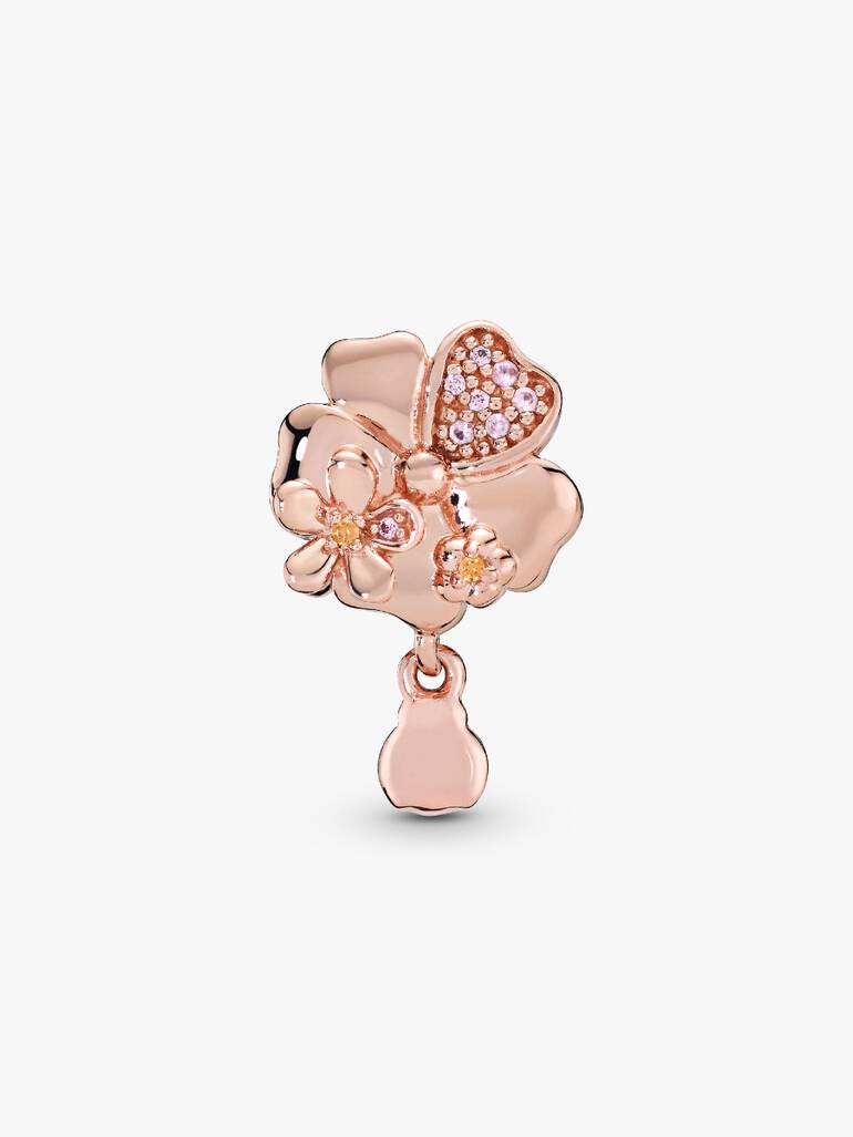 Pavê Flor e Ladybird Charm Pendente