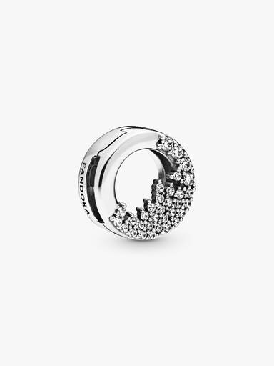 Sterling silver clip with clear cubic zirconia