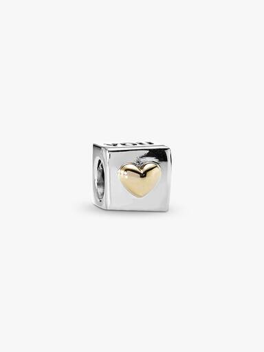 Love you dice silver charm with 14k