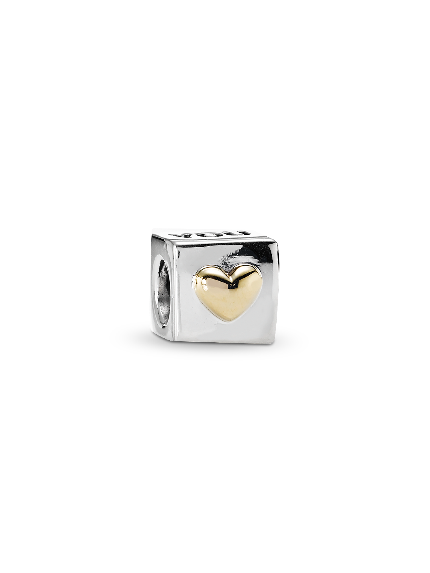 Love you dice silver charm with 14k