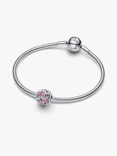 Charm Corações Rosa Vazados Mãe