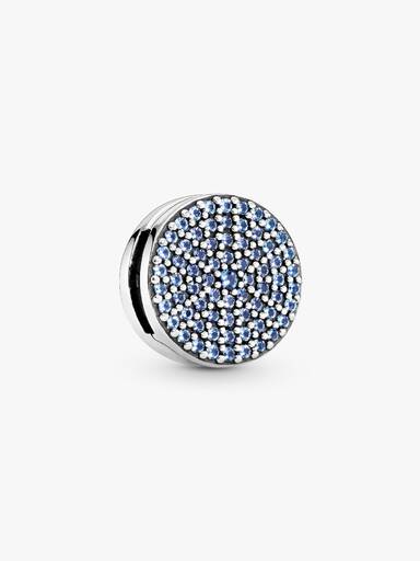 Sterling silver clip charm with moonlight blue crystal and icy blue crystal