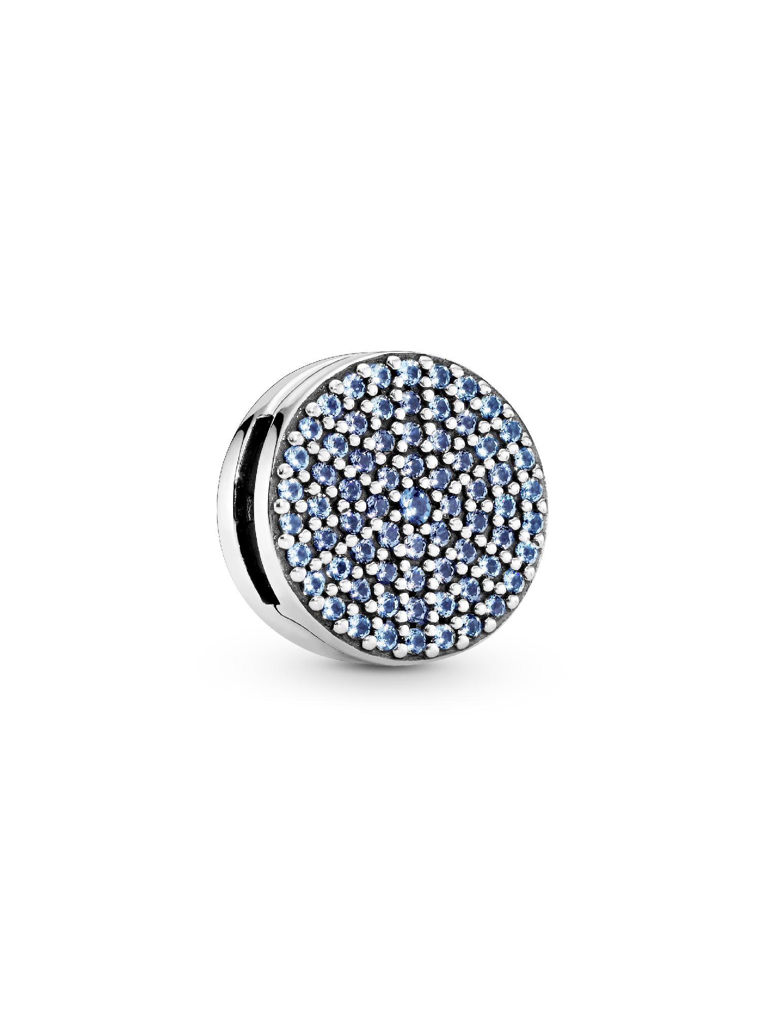 Sterling silver clip charm with moonlight blue crystal and icy blue crystal
