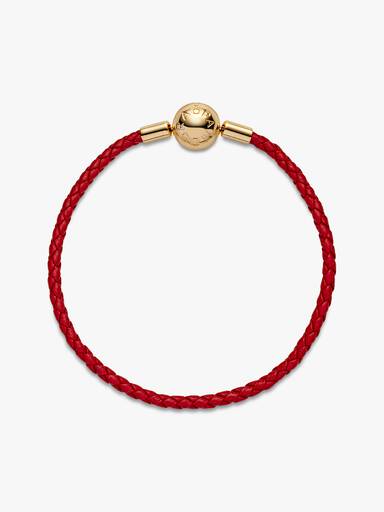 Pulseira em Couro Trançado Vermelho Pandora Moments