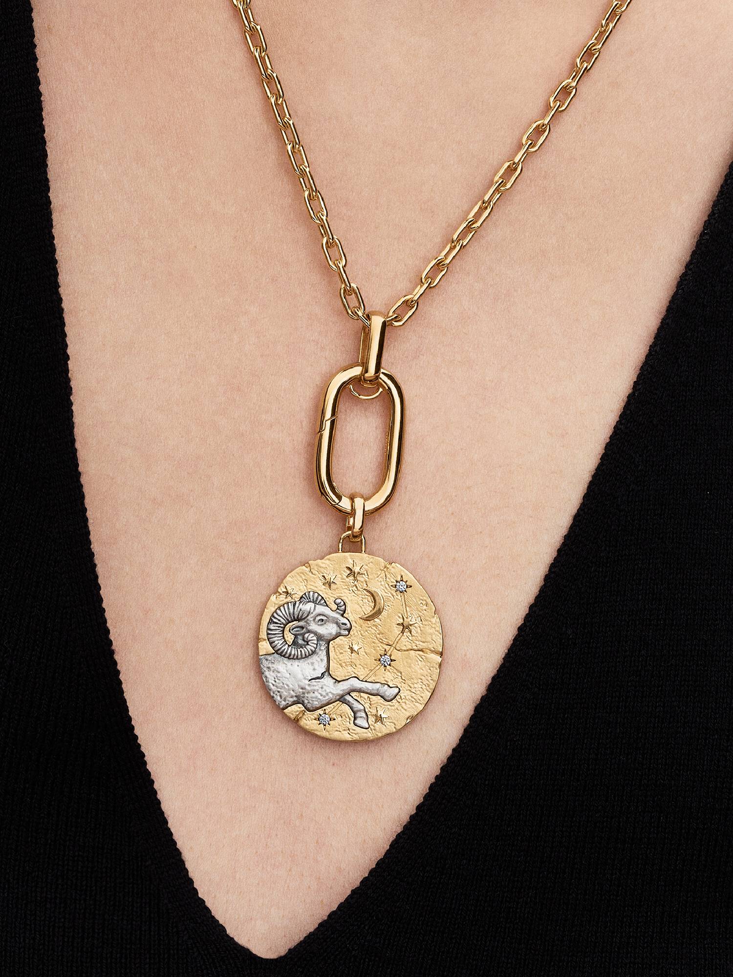 Charm Medalhão extragrande do Zodíaco do Signo de Áries