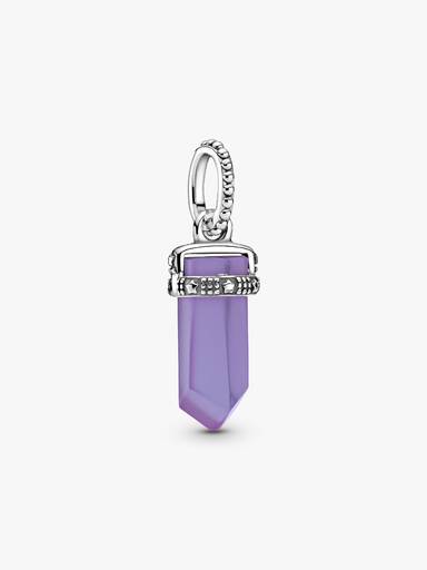 Stone amulet sterling silver pendant with royal purple crystal