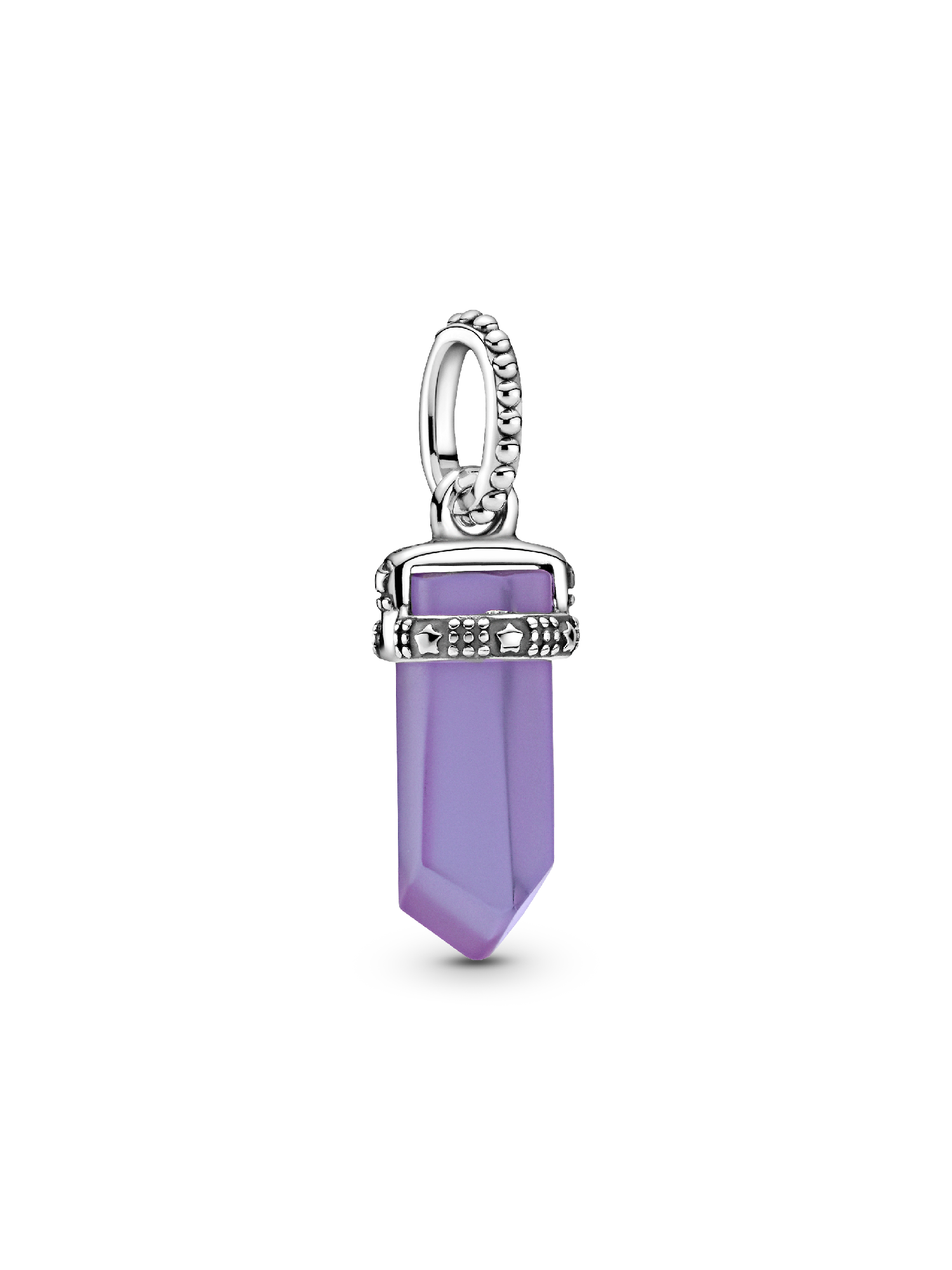 Stone amulet sterling silver pendant with royal purple crystal