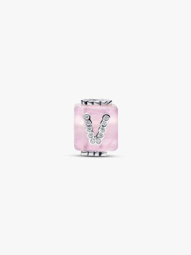 Charm Cubo de Amor em Vidro de Murano Rosa