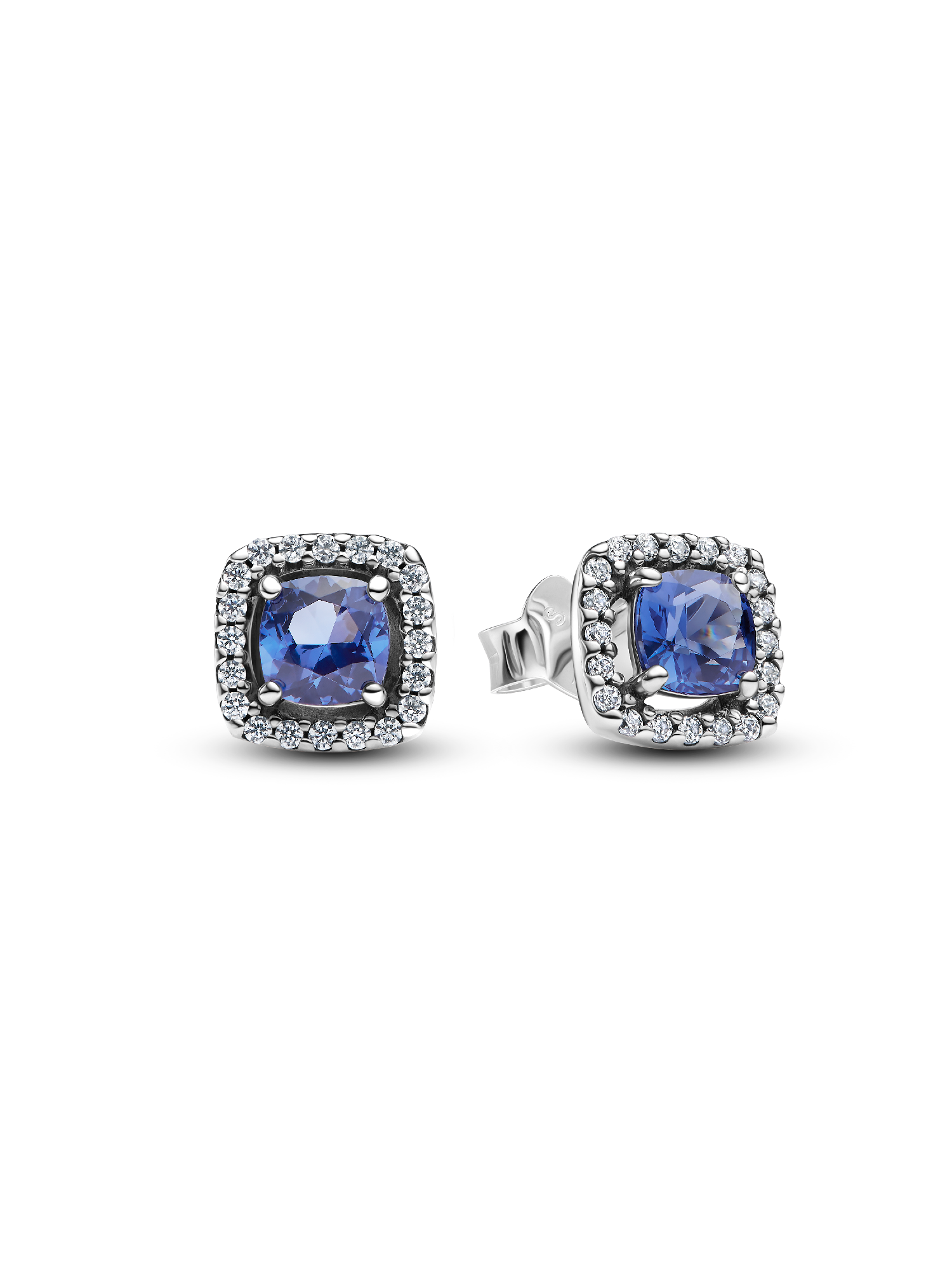 Brincos Halo Quadrado Azul Brilhante Delicado
