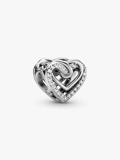 Charm Brilhante de Corações Entrelaçados