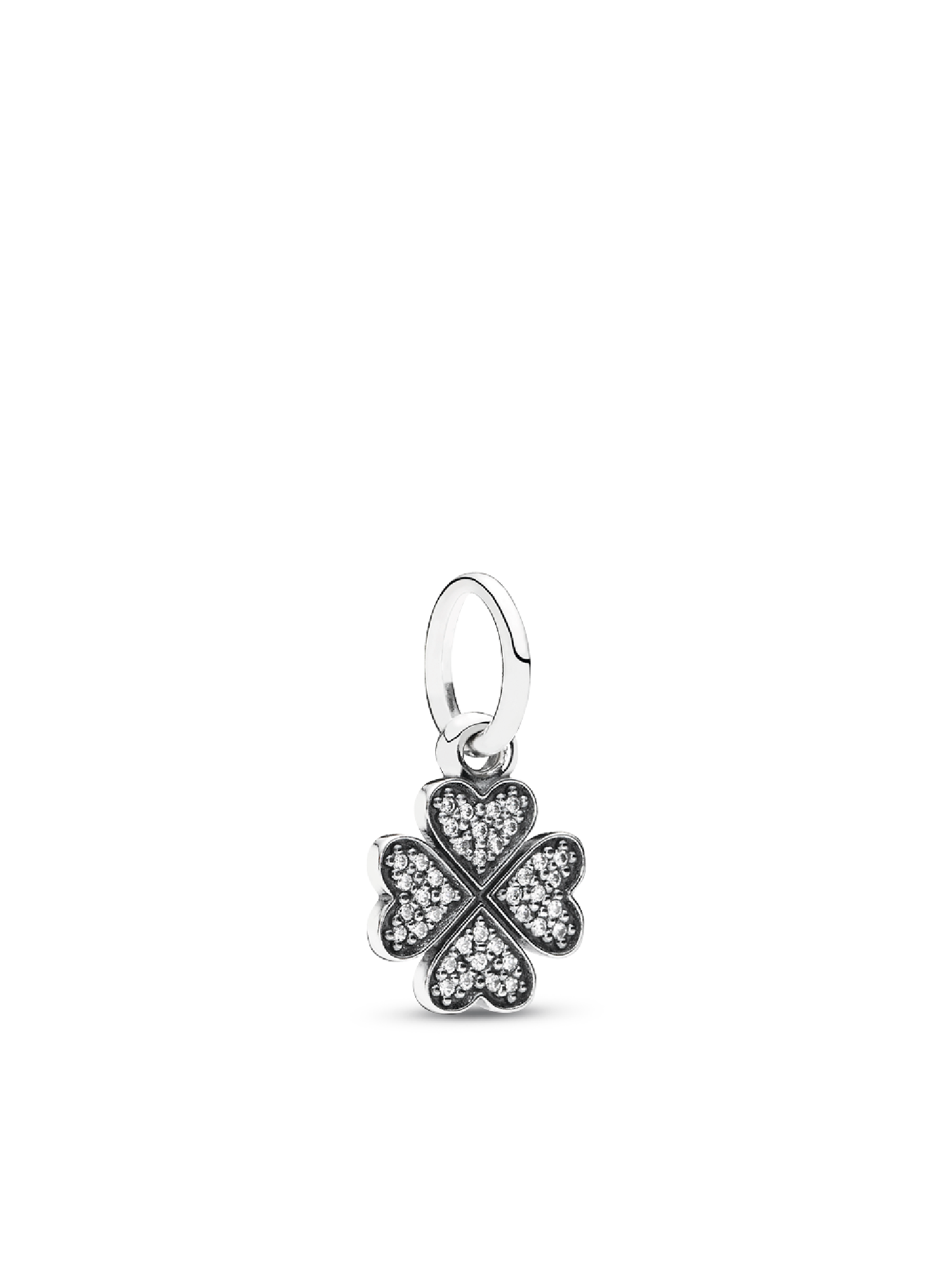Clover silver dangle with cubic zircona