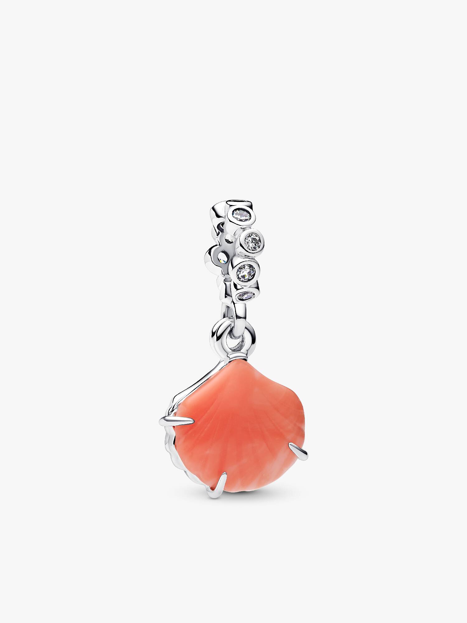 Charm pendente duplo com concha cor coral