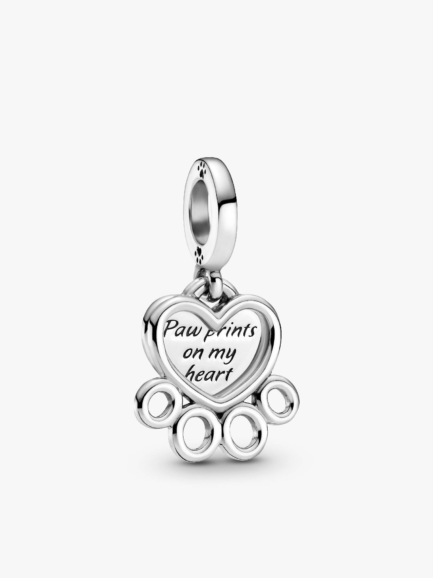 Charm pendente com estampa de coração e patinha