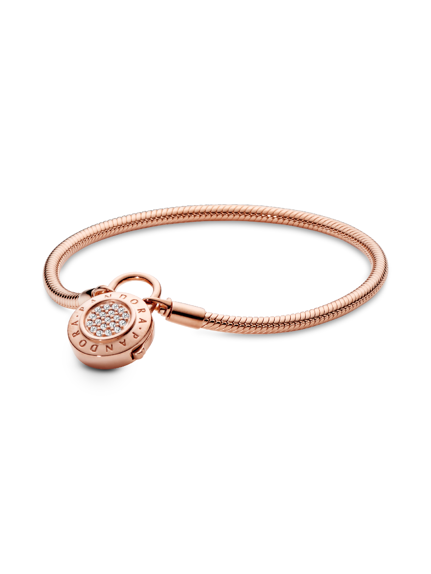 Bracelete Pandora Moments Pavê Cadeado Clasp Serpente Corrente