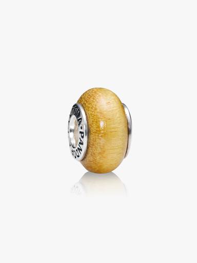 Smooth silver charm with Pau Amarelo wood