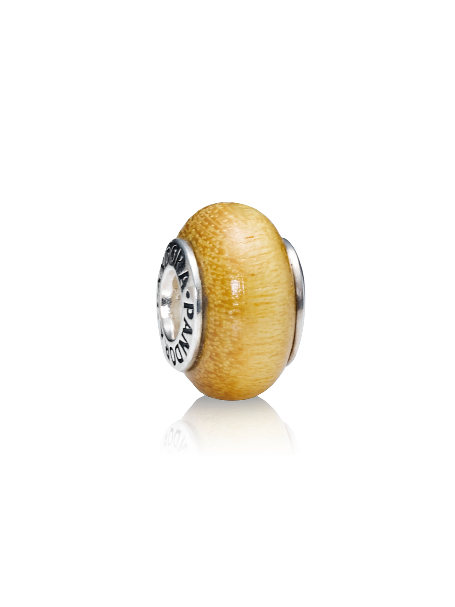 Smooth silver charm with Pau Amarelo wood