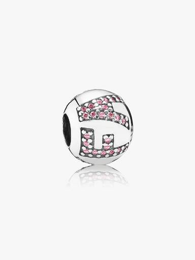 FAITH silver charm with pink cubic zirconia