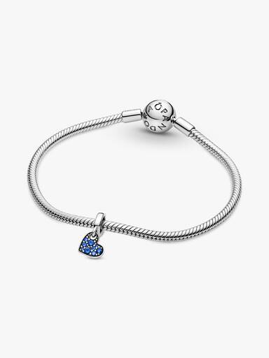 Heart sterling silver dangle with stellar blue crystal