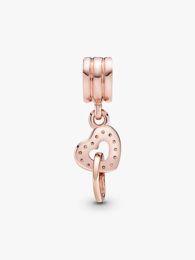 Heart 14k rose gold-plated dangle with cubic zirconia
