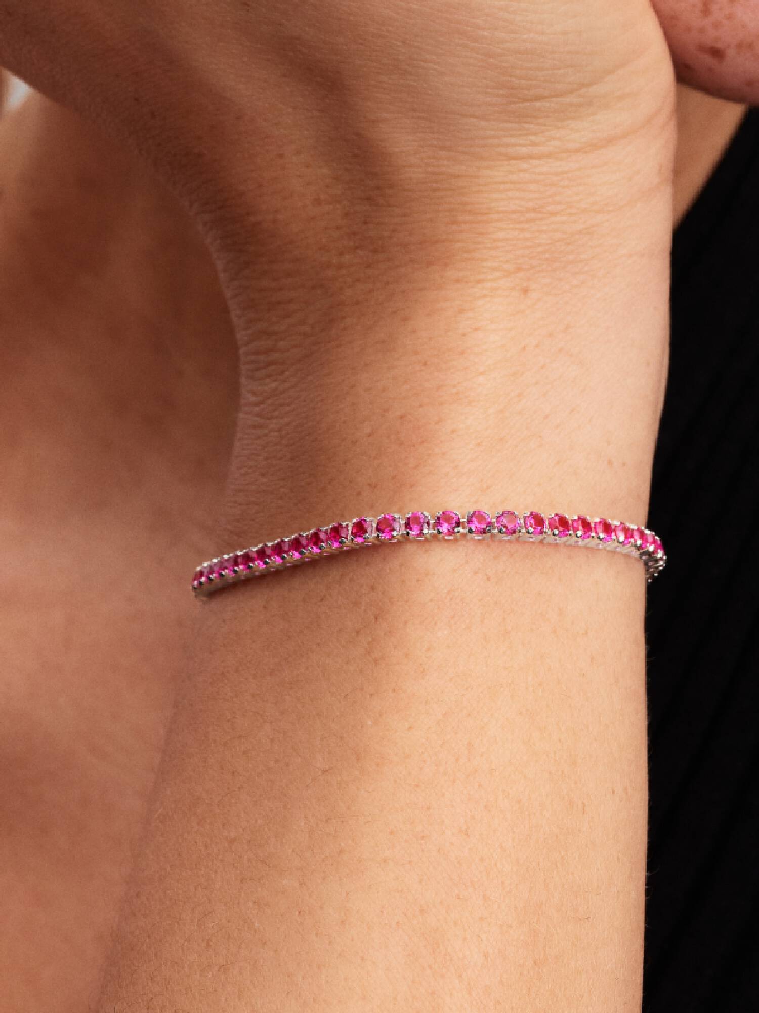 Pulseira Riviera Rosa Brilhante