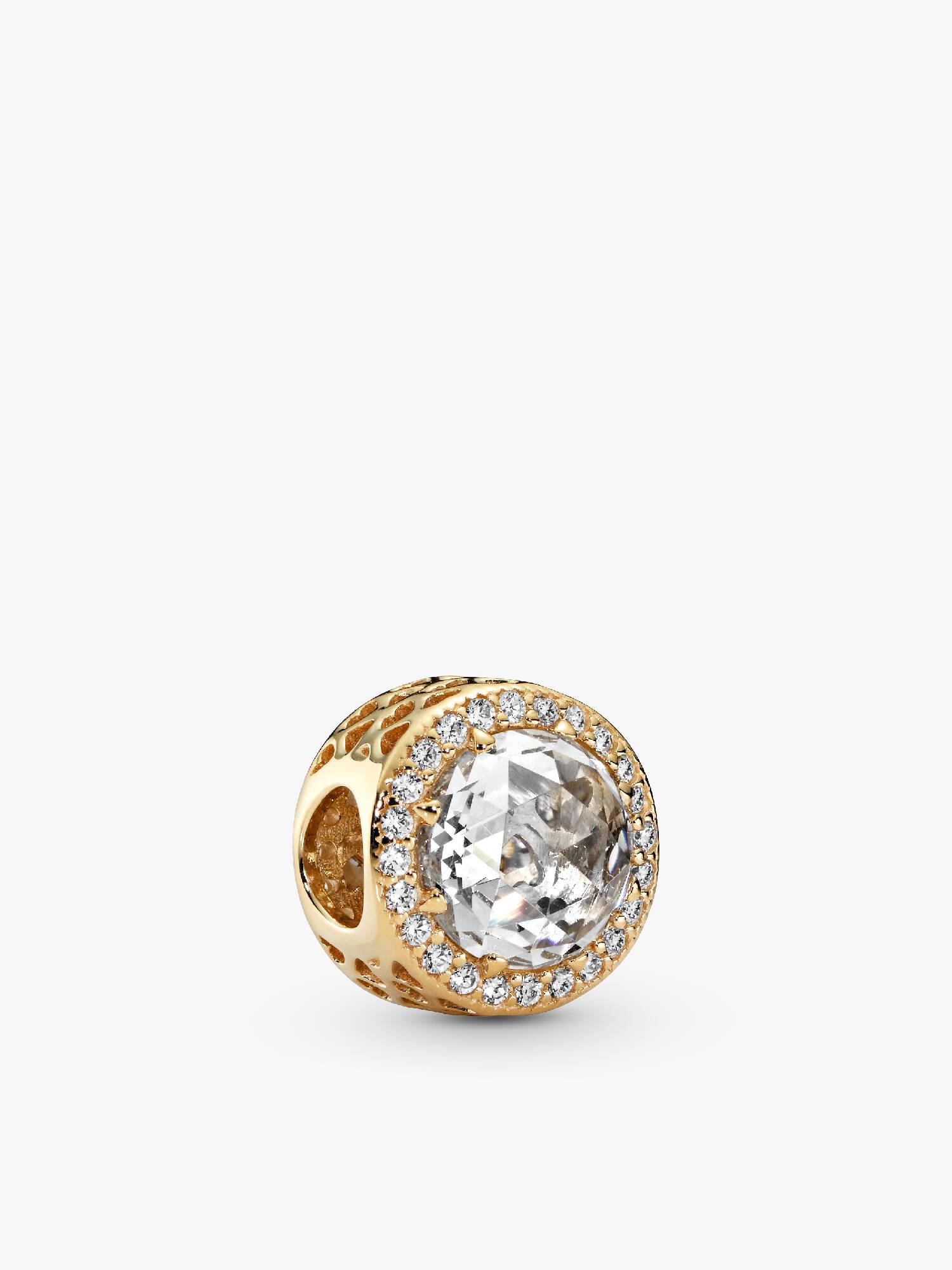 Abstract charm in 14k with clear cubic zirconia