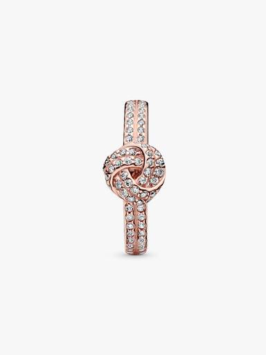 PANDORA Rose love knot ring with clear cubic zirconia