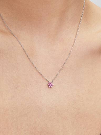 Colar com Pendente Flor Cor-de-Rosa Brilhante