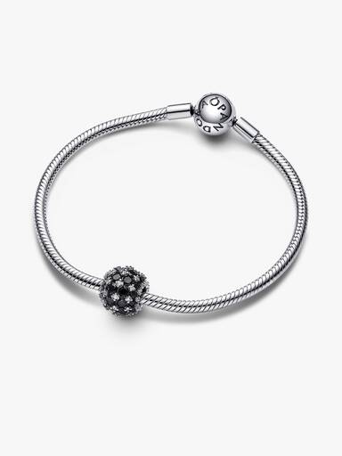 Charm Esférico Brilhante Preto com Zircônia Cúbica