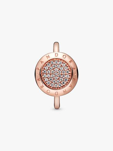 PANDORA Rose logo ring with clear cubic zirconia