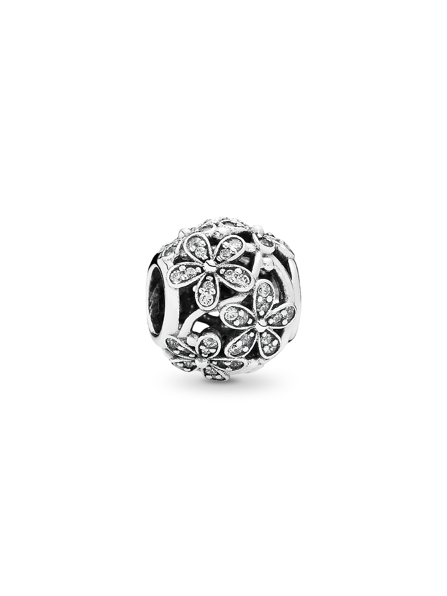 Daisy silver charm with cubic zirconia