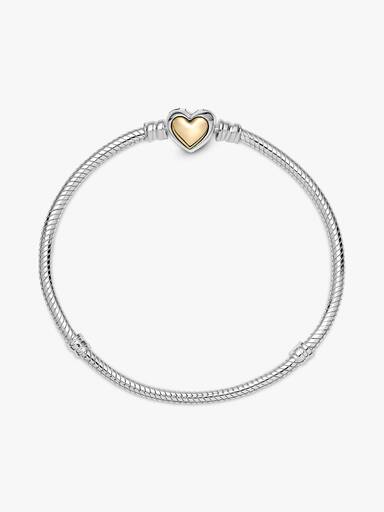 Pulseira Corrente Snake com Fecho de Coração em Dois Tons
