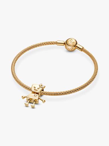 Robot girl PANDORA Shine charm with silver enamel