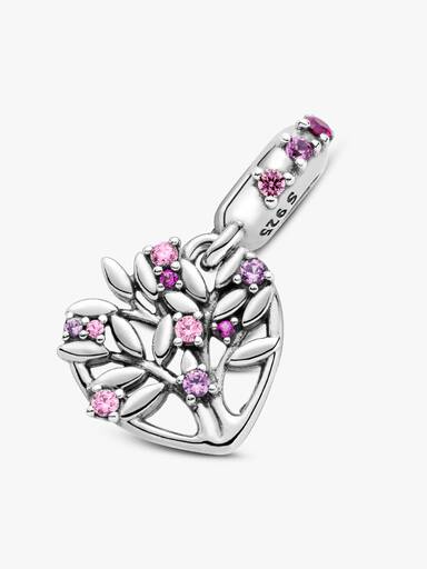 Charm Pendente Árvore da Vida Coração Rosa