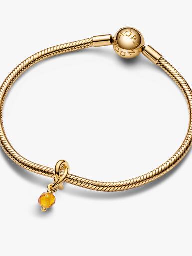 Charm pendente círculo da eternidade em mel facetado