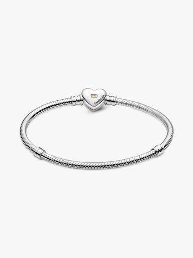 Pulseira Corrente Snake com Fecho de Coração em Dois Tons