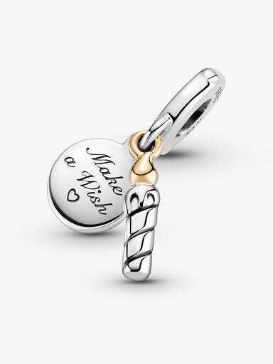 Bicolor Aniversário Candle Charm Pendente