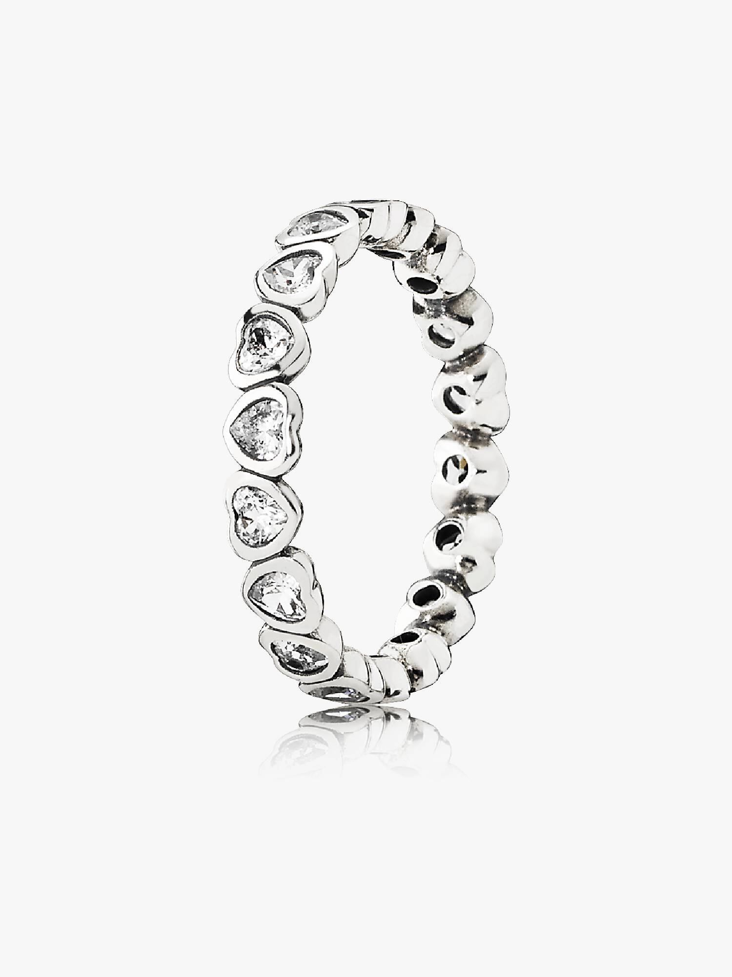 Heart silver ring with cubic zirconia