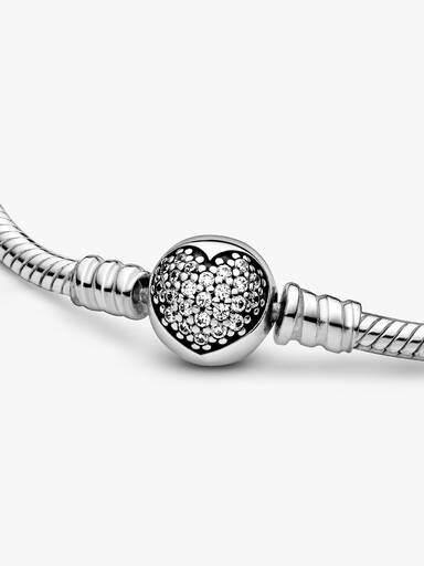 Pulseira Corrente Snake Pandora Moments com Fecho de Coração Cintilante
