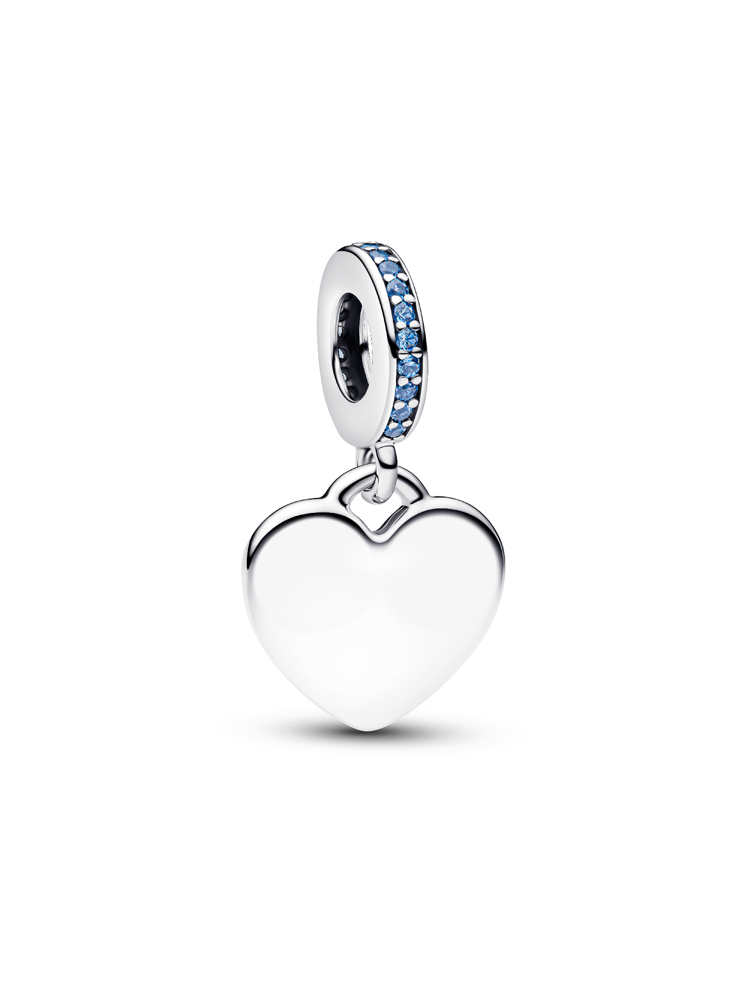 Charm Pendente Coração Gravável com Pedras Azuis